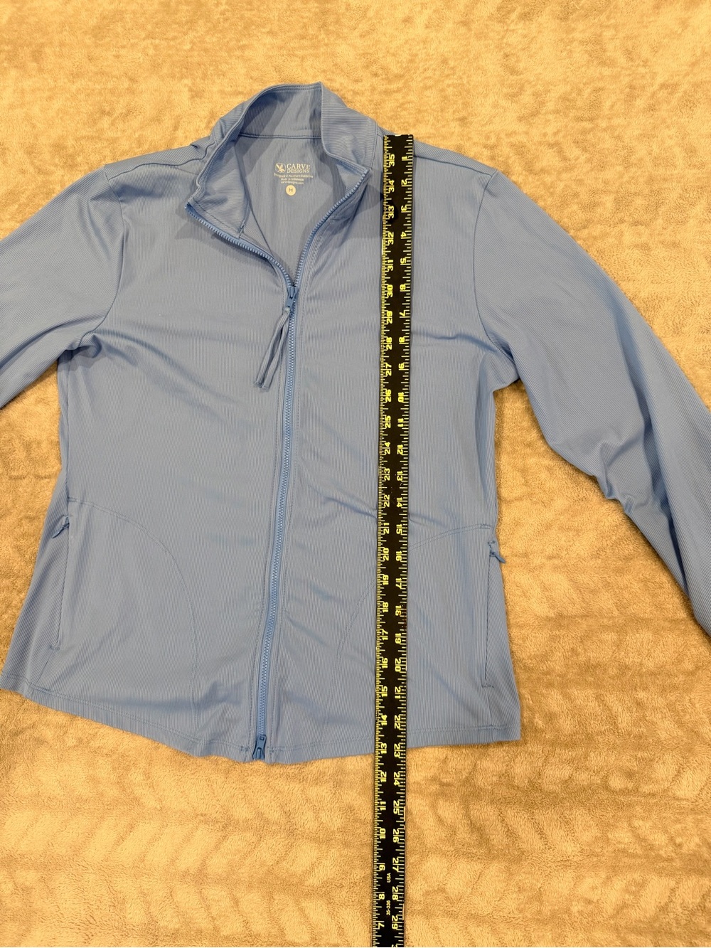 Carve Designs Blue Full Zip Athleisure Jacket Activewear Running Top Size M - Picture 3 of 7